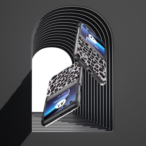 ABEEL Mobilskal till Motorola Razr 40 Ultra 5G PU Läder Leopard Silver