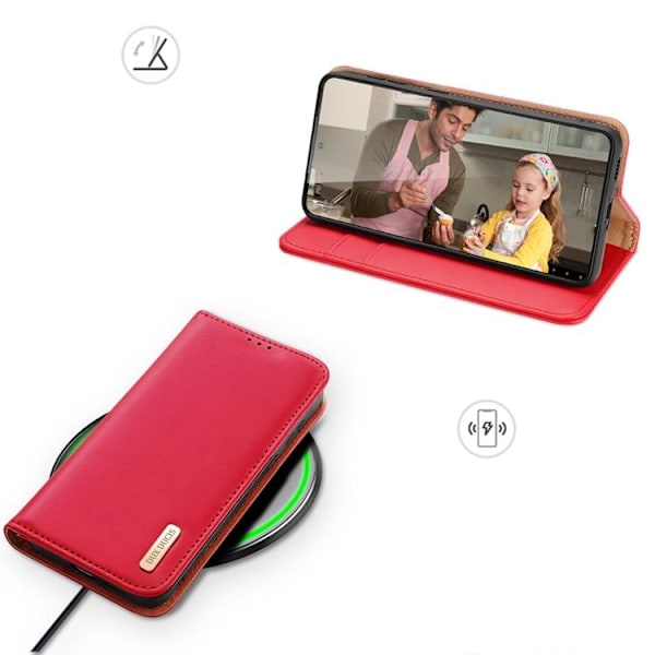 Dux Ducis Galaxy S24 Plus Plånboksfodral Äkta Läder Hivo - Röd