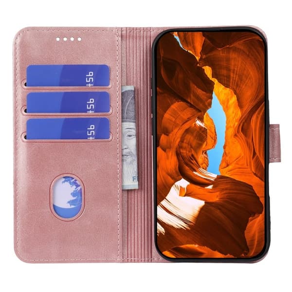 Samsung Galaxy S26 Plus Plånboksfodral Ställ Magnetisk Konstläder - Roséguld