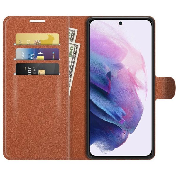 Litchi Magnetisk Etui Galaxy S22 Plus 5G - Brun Brown