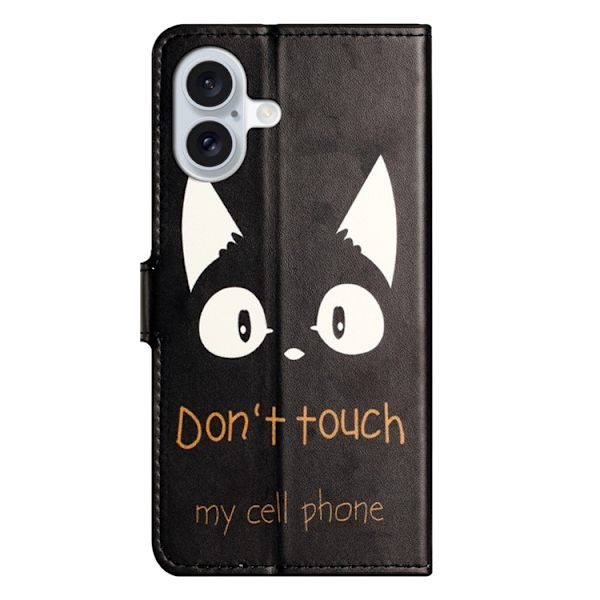 iPhone 17 Konstläder Plånboksfodral Pattern Print - Kattöron Svart