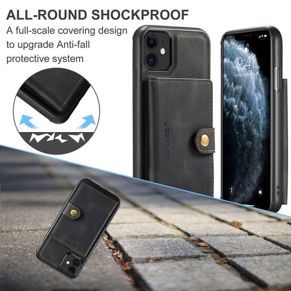 JEEHOOD Detachable Wallet Mobilskal för iPhone 11 - Svart