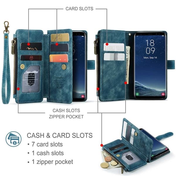 CASEME Konstläder Plånboksfodral för Samsung Galaxy S20 4G/5G Blå