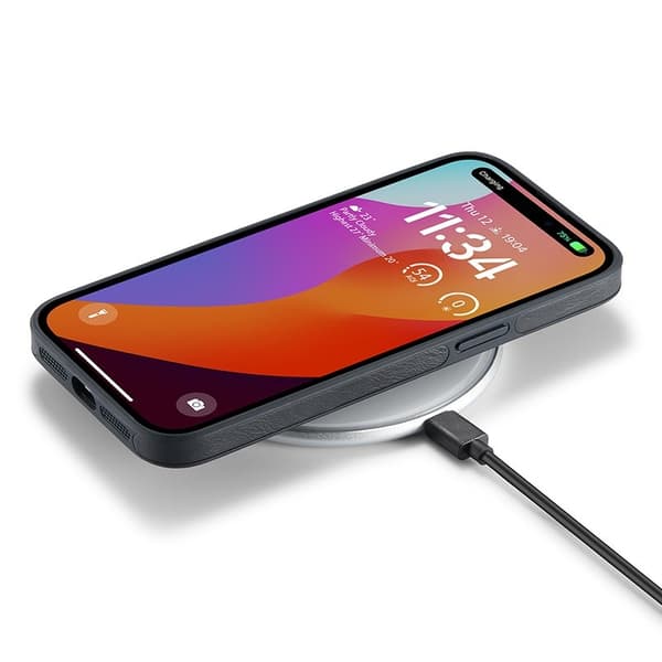 DG.MING Mobilskal till iPhone 15 Plus Logo View Mobilskal PU Läder Svart