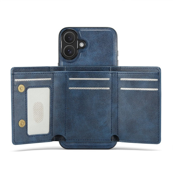FIERRE SHANN FS030 iPhone 17 Plånboksfodral Tri-Fold Konstläder - Blå