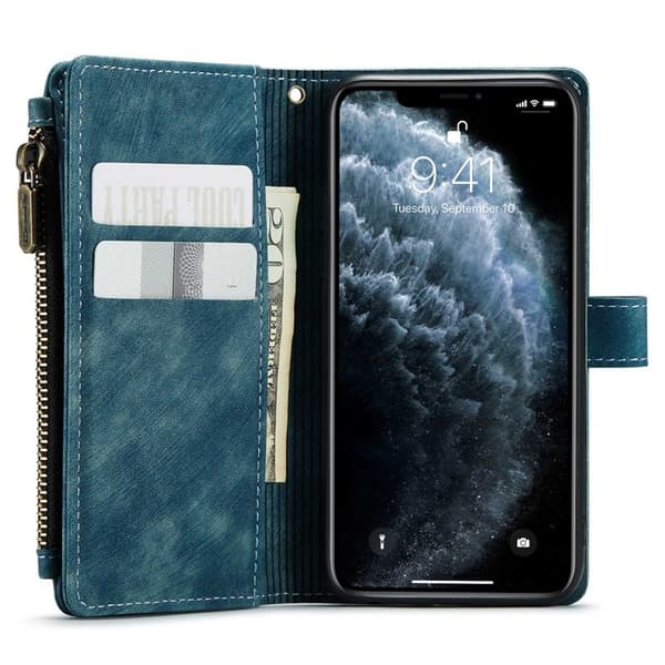 CASEME C30 Plånboksfodral för iPhone 11 Pro med Rem - Blå Konstläder