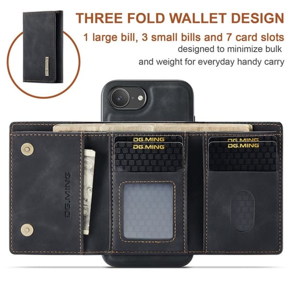 DG.MING M1 Series Mobilskal till iPhone 16e med Kickstand - Svart
