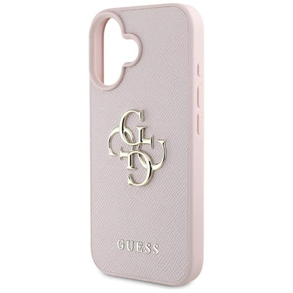 Guess Mobilskal till iPhone 16 Grained Big 4G Small Classic Logo - Rosa Rosa