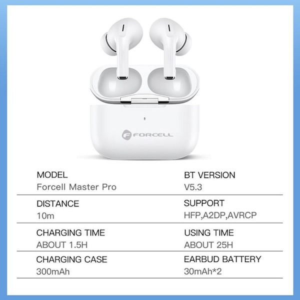Forcell Trådlösa In-Ear Hörlurar TWS F-Audio - Vit