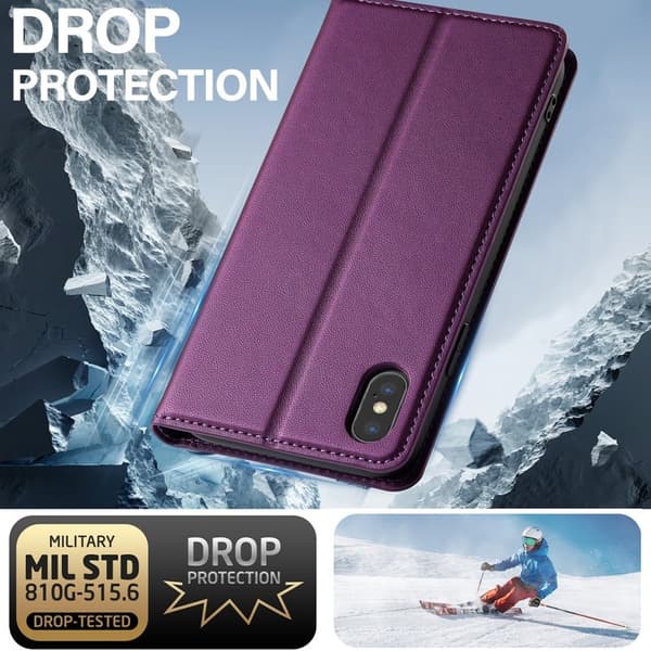 LC.IMEEKE L1 Series iPhone XS Max Plånboksfodral Konstläder - Lila