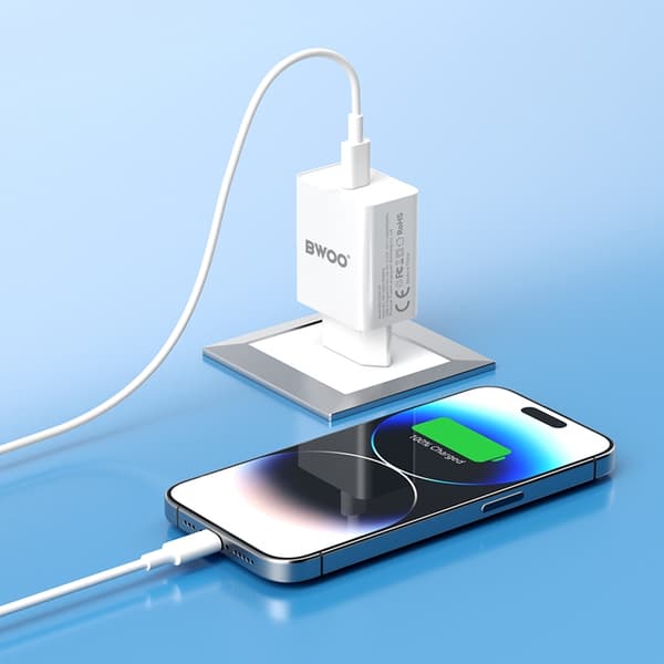 BWOO Snabb Väggladdare 20W PD USB-C - Vit Vit