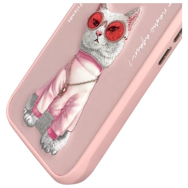 Nimmy Mobilskal till iPhone 16 Glasses Cool Cat - Rosa Rosa