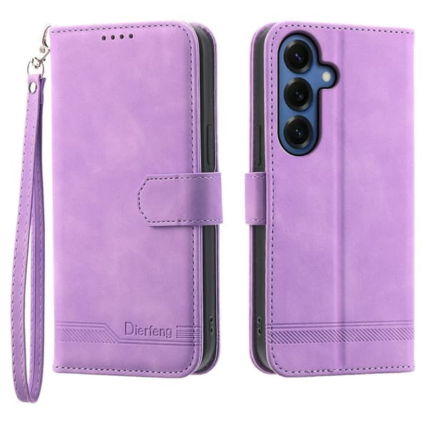 DIERFENG Plånboksfodral för Samsung Galaxy S26 Plus Konstläder med rem - Lila