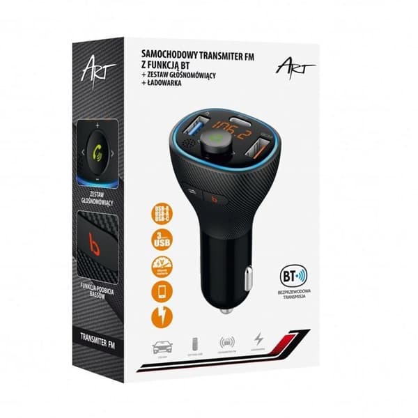 FM MP3-sender Bluetooth 5.0+USB A QC3.0+Type C 30W ART FM-73 ART Black
