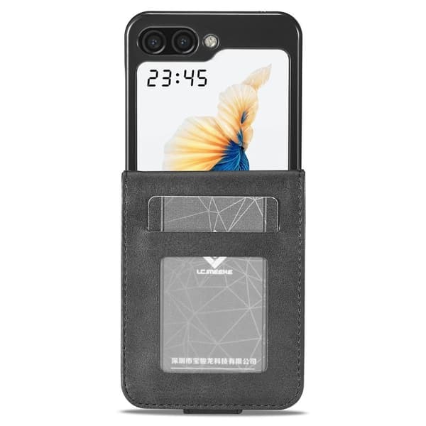 LC.IMEEKE Samsung Galaxy Z Flip7 FE Plånboksfodral Konstläder - Svart