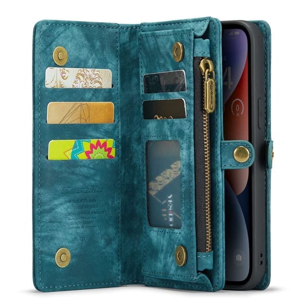 CASEME 008 Series iPhone 13 mini Konstläder Plånboksfodral 2 i 1 Blå