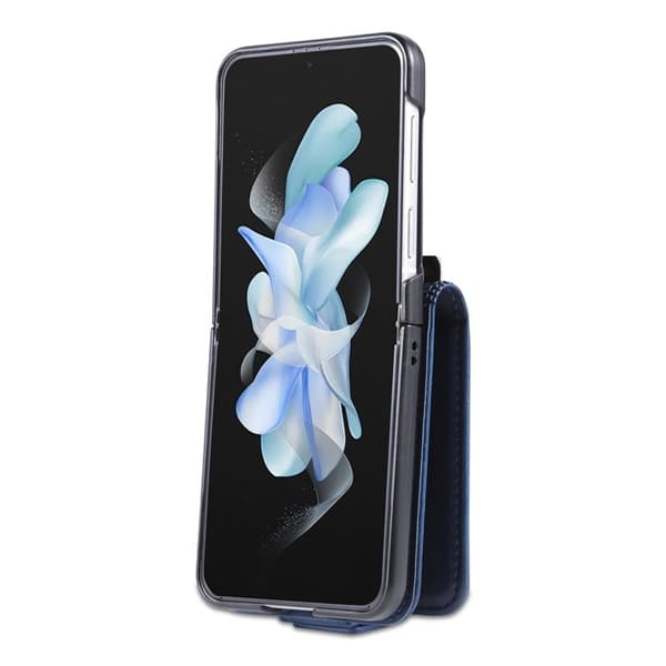 AZNS Samsung Galaxy Z Flip4 Plånboksfodral Konstläder - Blå