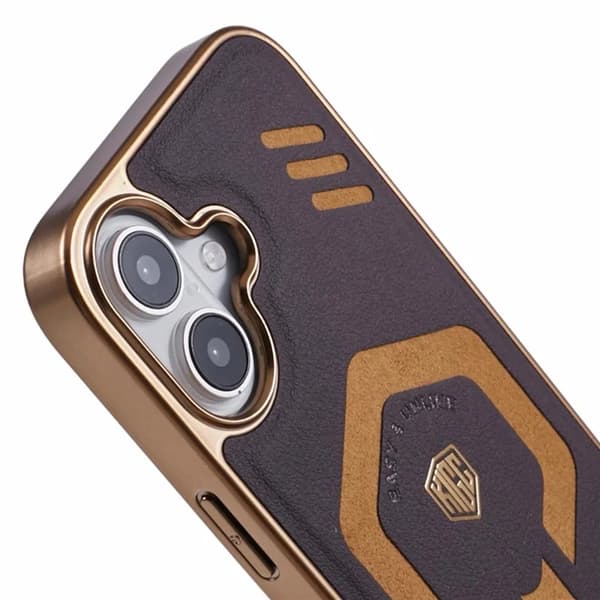 KIGC Mobilskal till iPhone 16 Magsafe Läder - Titanguld Guld