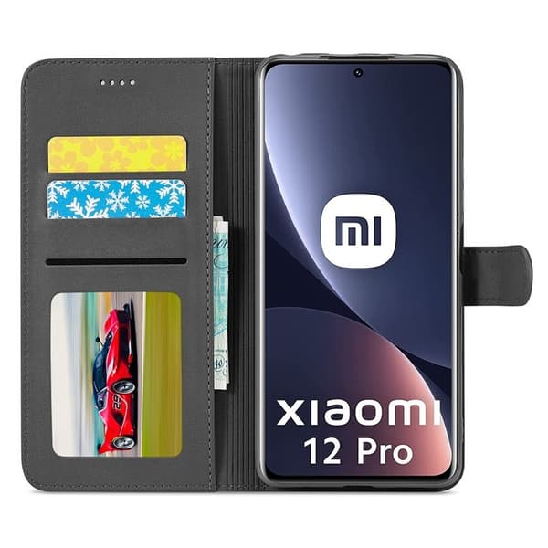 LC.IMEEKE för Xiaomi 12 Pro 5G Plånboksfodral Konstläder - Svart