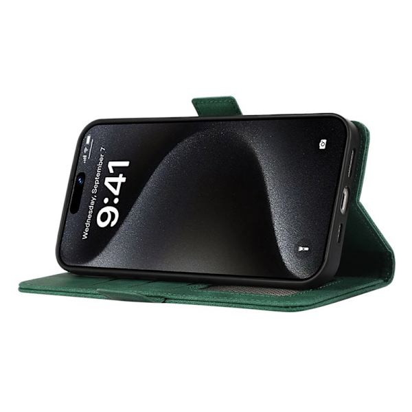 ABEEL iPhone 16 Plånboksfodral Konstläder RFID-Skydd Kortfickor Grön