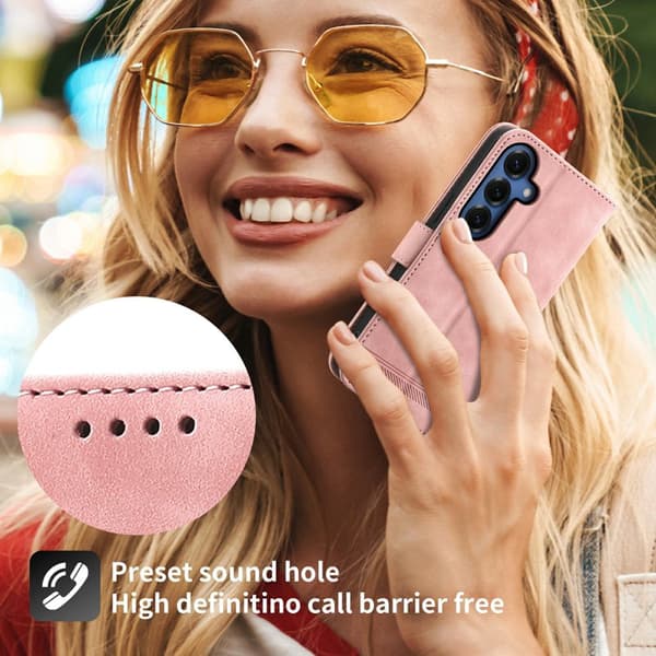 DIERFENG Plånboksfodral för Samsung Galaxy S26 Plus Konstläder med rem - Rosa