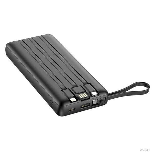 VEGER Powerbank 20000 mAh med Lightning/Typ-C/Micro-USB Kabel C20 Svart