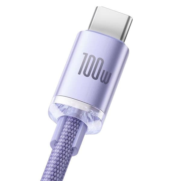 Baseus Crystal USB-A til USB-C Kabel 100W 2m - Lilla Lila