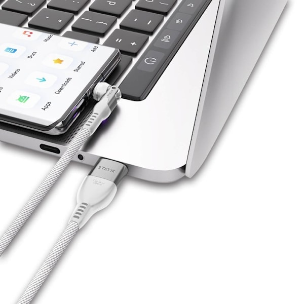 STATIK Kabel PowerPivot Pro Nylonflätad USB-C Till USB-C Vit 1m