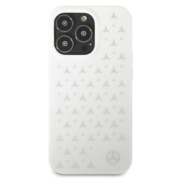 Mercedes Silver Stars Pattern Skal iPhone 13 Pro Max - Vit Silver