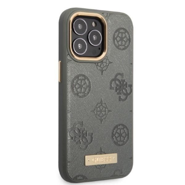 Guess iPhone 13 Pro Max Skal MagSafe Peony Logo Plate Collection Grå