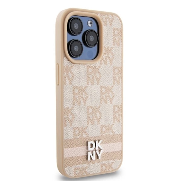 DKNY iPhone 14 Pro Max Mobilskal Läder Checkered Mono Pattern