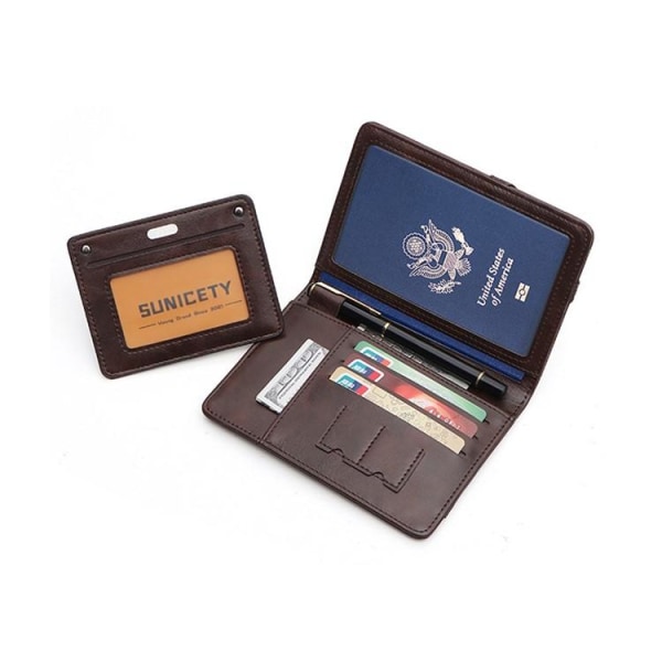 SUNICETY Passhållare Plånbok RFID Korthållare PU-läder - Coffee