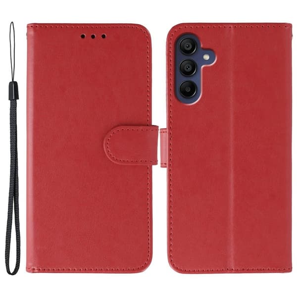 Samsung Galaxy S26 Plus Plånboksfodral Konstläder Flip med Rem - Röd