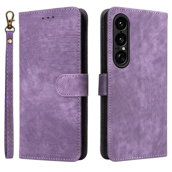 Sony Xperia 1 VII Plånboksfodral RFID Kickstand med rem - Blå Blå