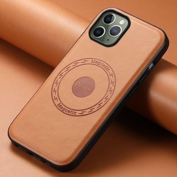 DENIOR Mobilskal till iPhone 11 Pro PU Läder Anti-Slip Grepp Khaki