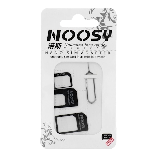 Adaptrar för Nano SIM/Micro, Micro Sim och Nano/Sim svart Svart