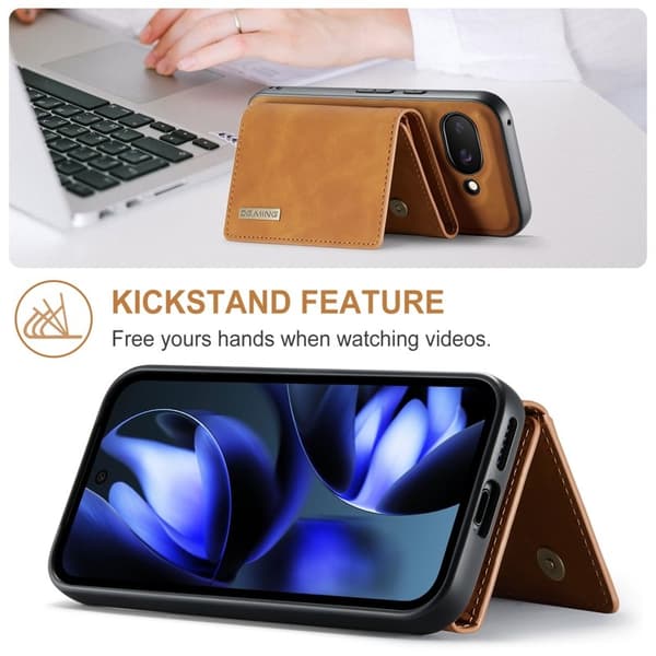 DG.MING M1 Series Mobilskal till Google Pixel 9a Kickstand PU - Brun