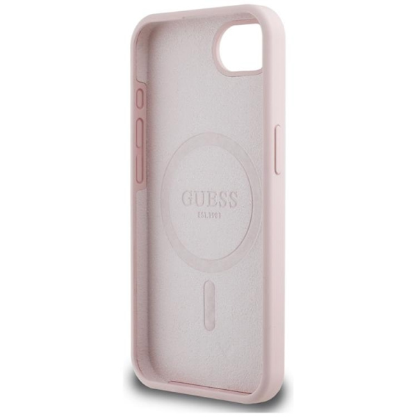 Guess telefontaske til iPhone 16e MagSafe Silicone Script Metal Logo