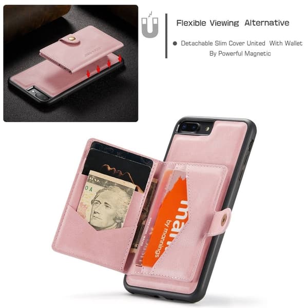 JEEHOOD Mobilskal till iPhone 7 Plus/8 Plus Konstläder TPU Roséguld