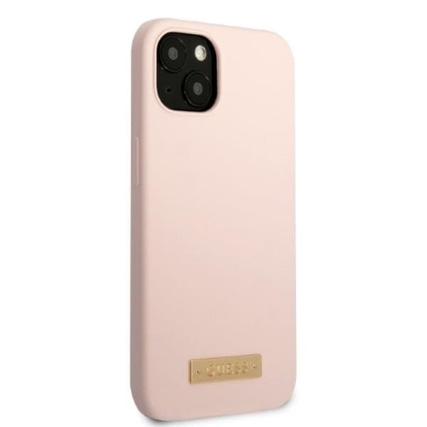 Guess iPhone 13 Mini Skal MagSafe Silicone Logo Plate - Pinkki Rosa