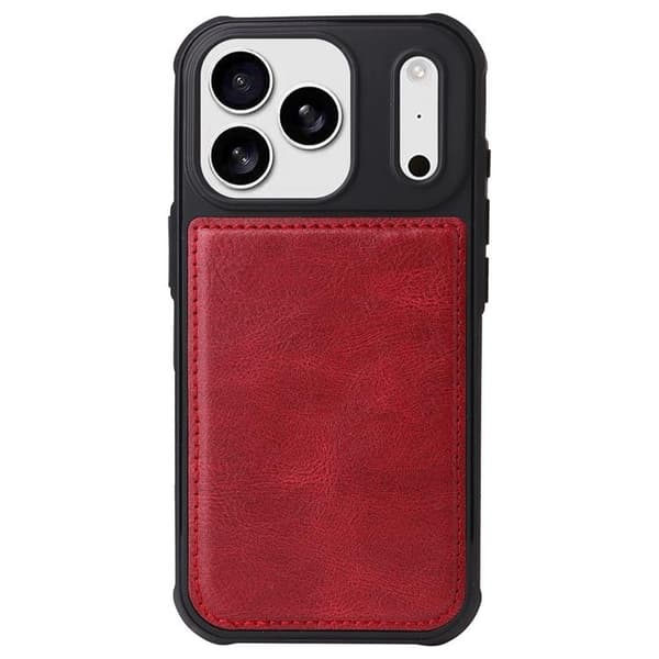 iPhone 17 Pro Konstläder Plånboksfodral Detachable Zipper - Röd Röd
