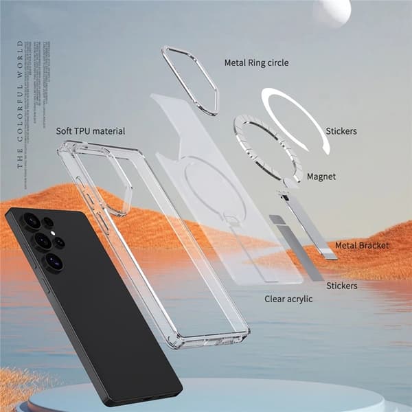 Mobilskal till Galaxy S25 Ultra MagSafe Kickstativ Acrylic Transparent