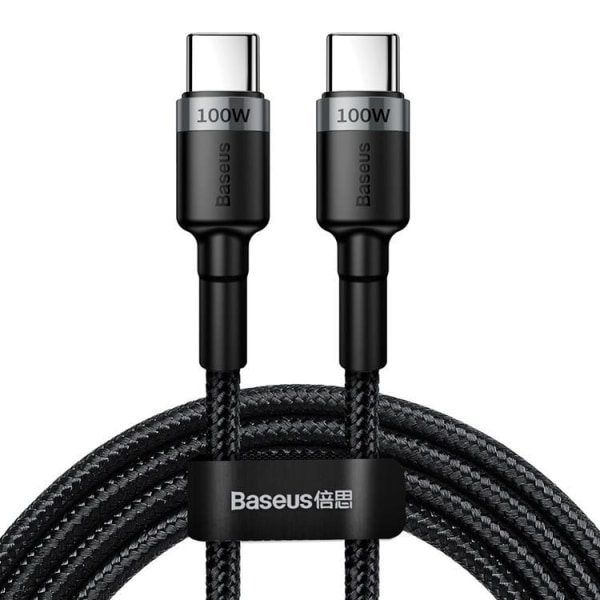 Baseus Nylon USB-C til USB-C 100W Kabel 2m - Grå