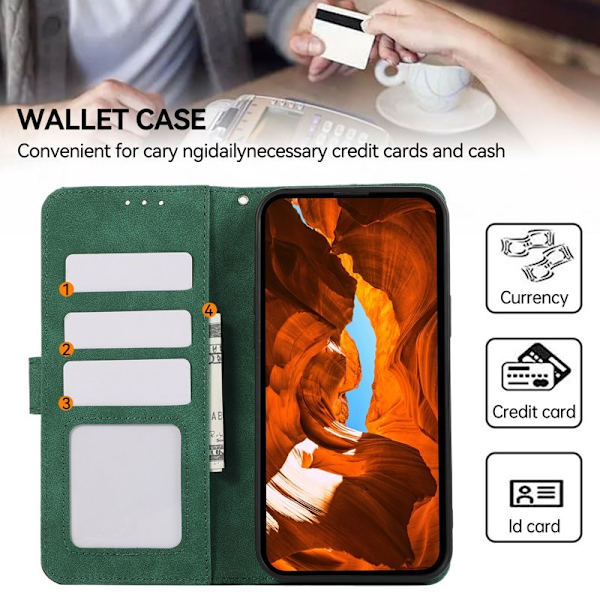 ABEEL OnePlus 13 Plånboksfodral Splicing Konstläder Flip Grön RFID-Skydd