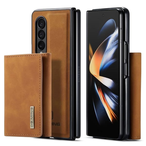 DG.MING Konstläder Plånboksfodral för Samsung Galaxy Z Fold4 5G - Brun
