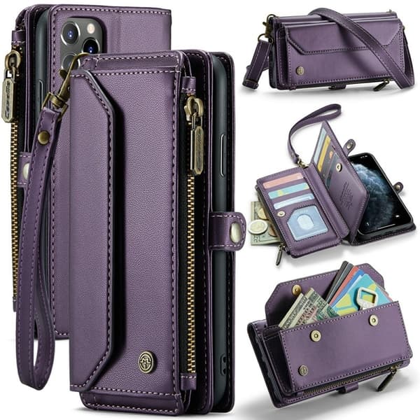 CASEME Plånboksfodral Konstläder för iPhone 11 Pro Max - Lila