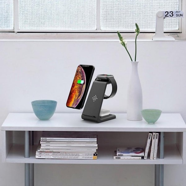 Tech-Protect 3-in-1 Trådlös laddare iPhone, Apple Watch, AirPods A8 - Svart