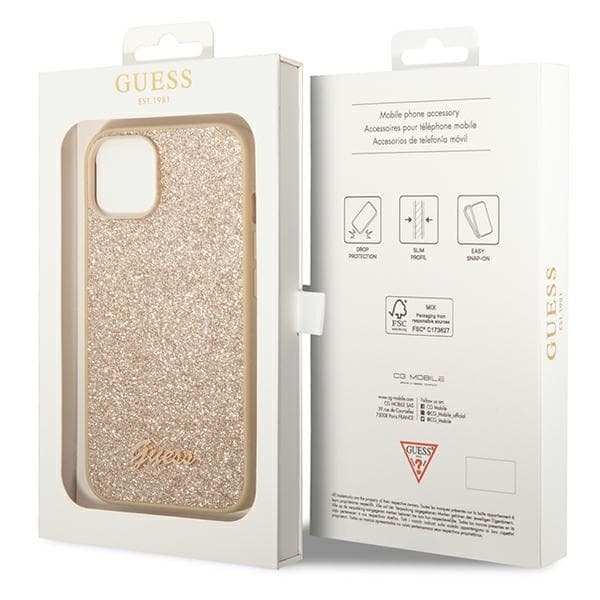 Guess telefontaske til iPhone 14/15/13 MagSafe Glitter Script