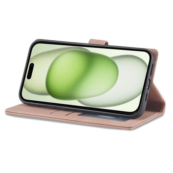 FORWENW F1 Series iPhone 15 Plus Plånboksfodral Konstläder - Roséguld