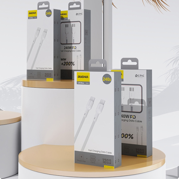 Dudao USB-C till USB-C kabel 240W 2m L9C Max - Vit Vit